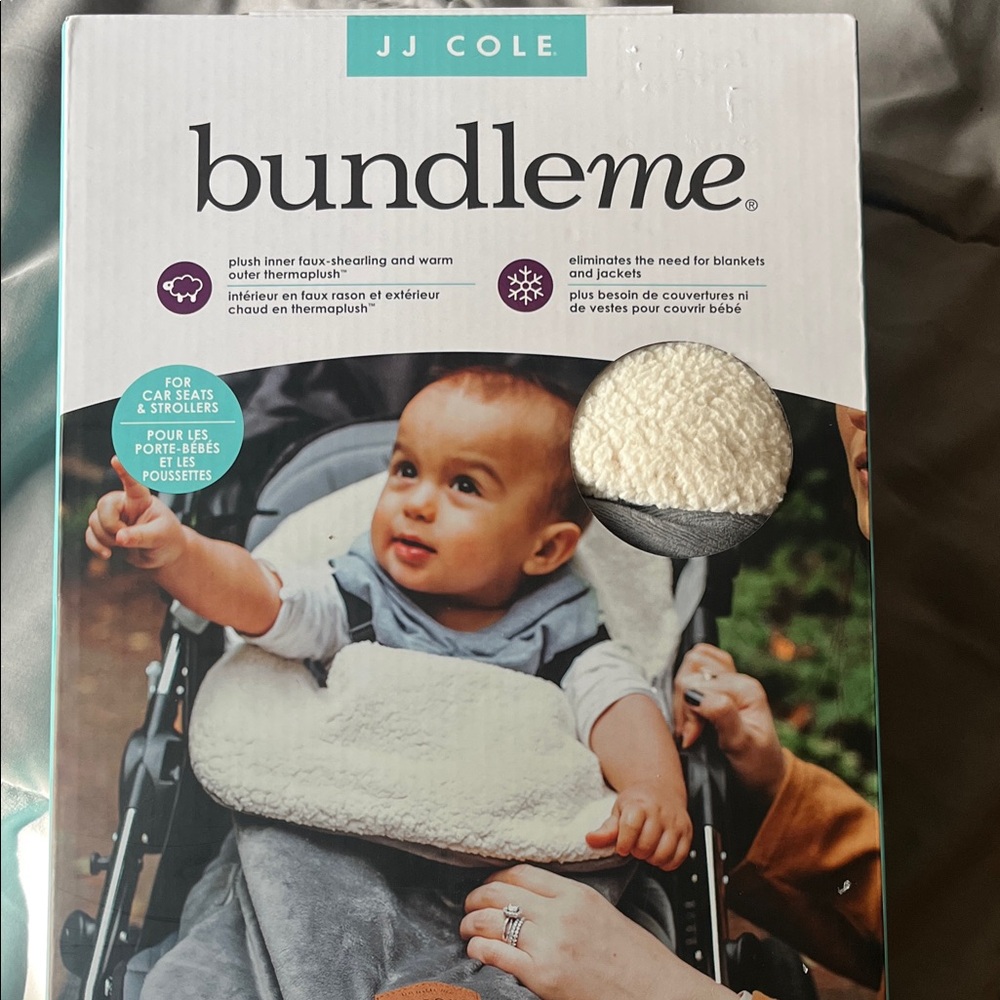 JJ Cole Bundleme Sherpa Car Seat & Stroller Cover - Cream and Gray